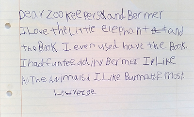 Dear Zookepers a letter from Zoe
